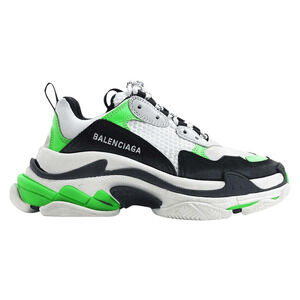 Balenciaga Triple S Sneaker Women Black Green White Platform Flat Trainer 36